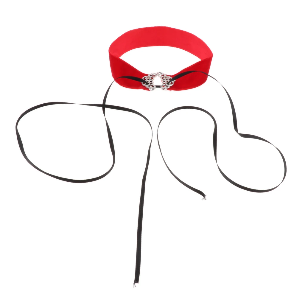 Wide Thick Punk Boho Summer Velvet Lace up Choker Necklaces Adjustable for Women Girls