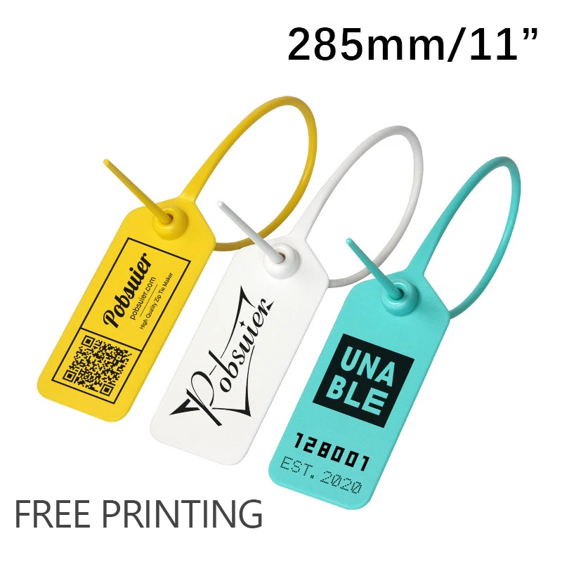 100 Custom Clothing Brand Labels Tag Plastic Off Security Garment Shoes Bag Logistics White Printed Tags Zip Ties 285mm/11"|Garment Labels| - AliExpress