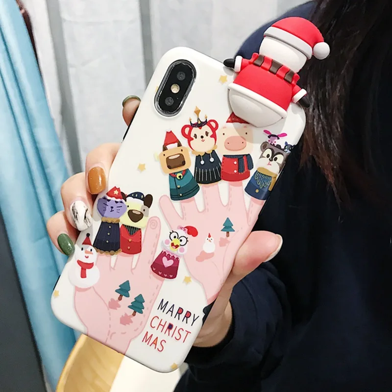 Чехол с рождественским рисунком оленя и елки для Iphone 7, 8, 6 S, 6 S Plus, 7 Plus, чехол с медведем из ТПУ, защита от падения