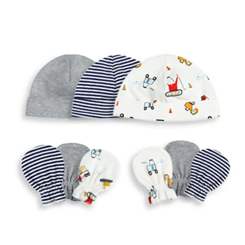 Новинка года, 1 комплект, перчатки для маленьких мальчиков и девочек, унисекс, мягкая хлопковая кепка, перчатки с защитой от царапин, аксессуары для фото новорожденных - Цвет: 3