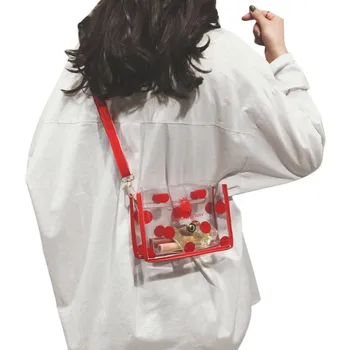 

Women's Fashion Transparent Crossbody Bag Dot Clear PVC Jelly Small Messenger Bags Female Shoulder Bags