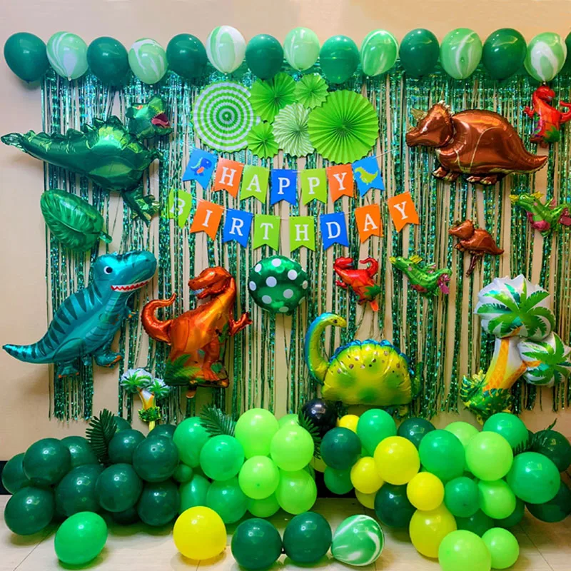 Dinosaur Party Balloons Supplies Paper Dinosaur Garland for Kids Boy Birthday Party Decoration Jurassic World Jungle Party Decor