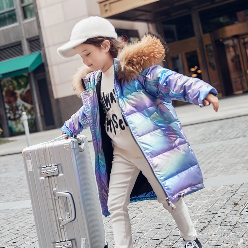 

Girl Down Jacket Warm Child Down Parkas Coat Fur Kid Teenager Thickening Outerwear Cold Winter