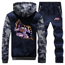 *#Best Price Anime Harajuku Hoodies Suit Winter Fleece Men Sweatshirt JoJo Bizarre Adventure Graphic Tracksuit Mens Jacket+Pants 2 Piece Sets *#Best Price Anime Harajuku Hoodies Suit Winter Fleece Men Sweatshirt JoJo Bizarre Adventure Graphic Tracksuit Mens Jacket+Pants 2 Piece Sets