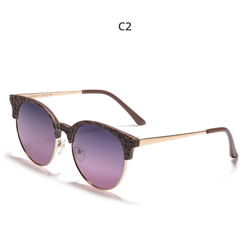 C2 Purple KDEAM, полуметаллические, круглые солнцезащитные очки, женские, Роскошные, поляризационные, солнцезащитные очки, для девушек, черепаховая оболочка, винтажные очки, cat3 KD5926 - Цвет линз: C2 Purple