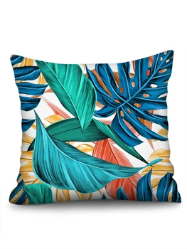 

Tropical plant cushion cover polyester green leaf decorative pillowcase flannel pillowcase cushion cover
