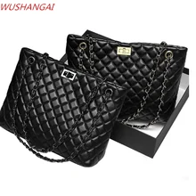 Wushangai роскошные сумки женские сумки дизайнерская сумка через плечо с цепочкой большая женская клетчатая сумка через плечо черная большая сумка