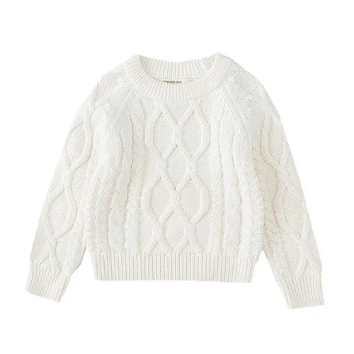 От 12 мес. до 7 лет, модный вязаный Повседневный пуловер для маленьких мальчиков и девочек, свитера Детские вязаные свитера на осень-зиму - Цвет: Белый