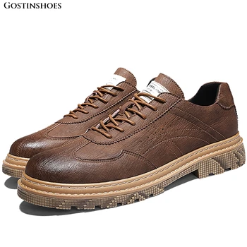

Men Shoes Low Top Brogue Genuine Leather Casual Buty Meskie Retro Buty Meskie Zapatos De Hombre Resistant Anti Slip Work