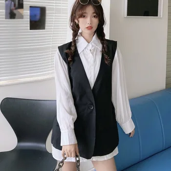 

Good Quality Jacket Women Elegant Vest 2020 New Casual Loose Blazer Sleeveless Lady Suit Coat