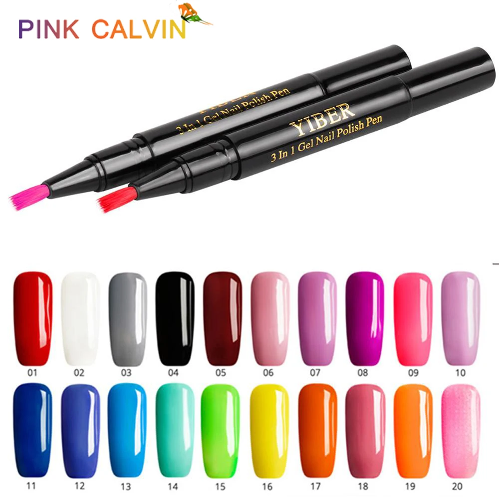 Newest 5ML 20 Color Gel Nail Polish Pen Brush Glitter Nail Gel Varnish hybryda set Dawdler UV Nail Art Gel Lacquer Gel Paint 30