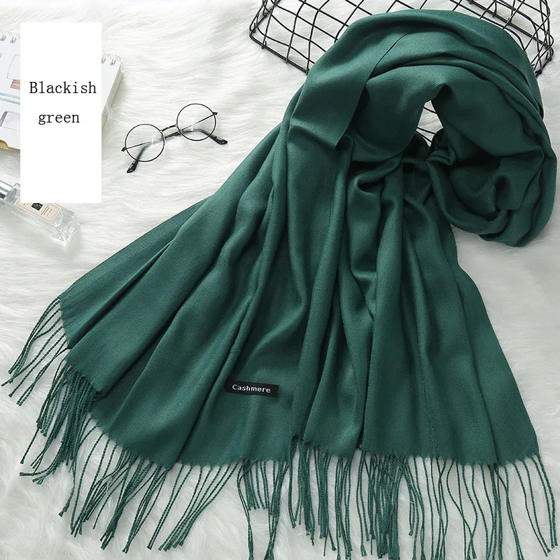 Женский зимний теплый и толстый клетчатый шарф с кисточками, кашемировая шаль с бахромой, мягкий теплый шарф-одеяло для женщин - Цвет: Picture color