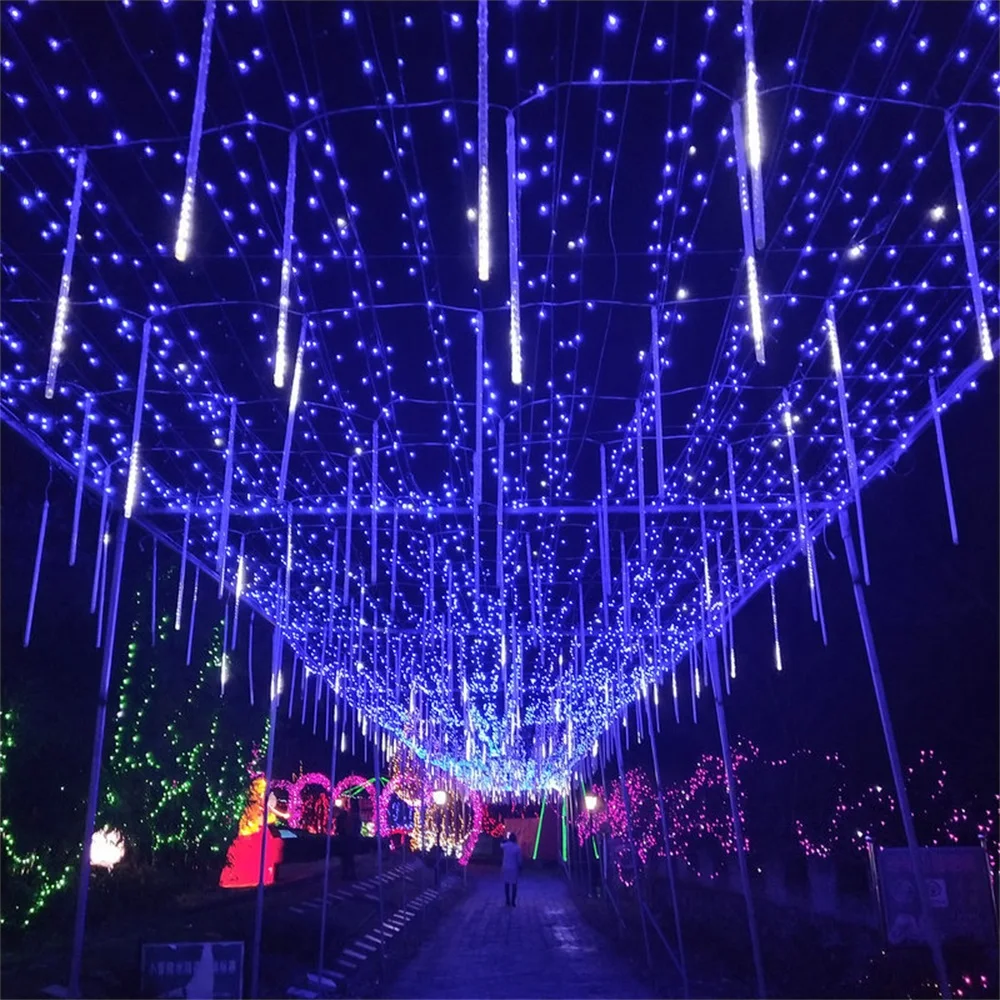 Multi-color Strip Lights Meteor Shower Rain Tubes LED String Christmas Lights Wedding Garden Holiday Decorate Waterproof Light