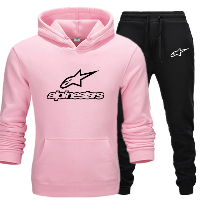 Hoodie Pull Biker-Sweat Polaire Hip-Hop Alpine-Star Two-Piece Pants Hommes Manteau Hiver