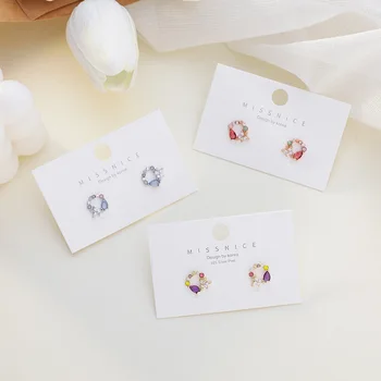 

925 Silver Small Mini Zircon Butterfly Circular Ring Ear Stud Japanese Korean liu xing shao nv Garland Small Ear Stud Earrings