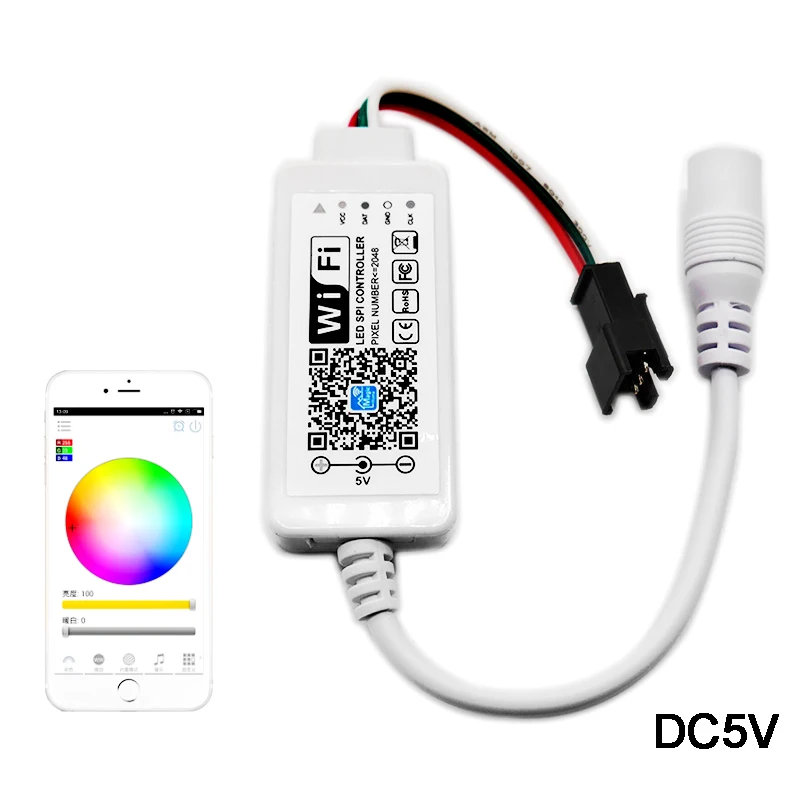 DC5V 12-24V волшебный домашний SPI светодиодный контроллер адресуемый 2048 пикселей WiFi контроллер для WS2811 SK6812 WS2812B Светодиодные полосы света