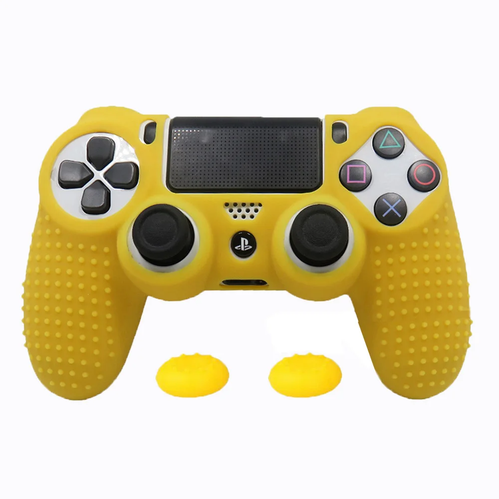 Yellow ZOMTOP Противоскользящий силиконовый чехол для sony playstation Dualshock 4 PS4 DS4 Pro тонкий контроллер и ручка - Цвет: Yellow