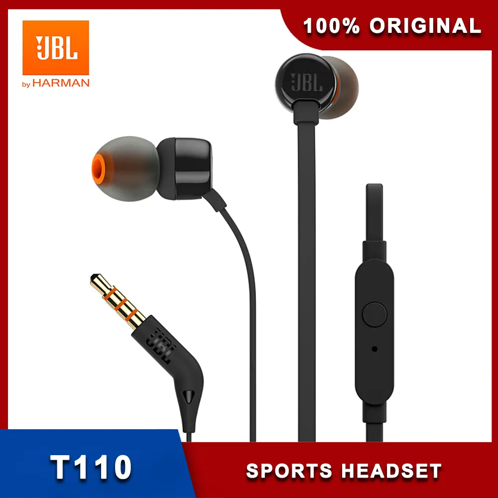 sælger Transistor Overgang Jbl Tune 110 3.5mm Wired Earphones T110 Stereo Music Deep Bass Earbuds  Sports Headset In-line Control Handsfree With Microphone - Earphones &  Headphones - AliExpress