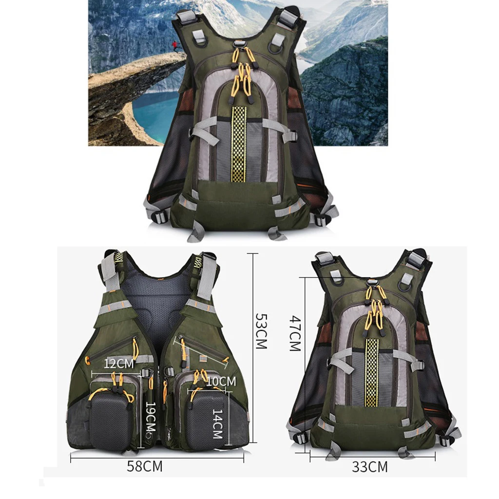 Multi-pocket Fly Fishing Vest Backpack Chest Mesh Bag Adjustable Waistcoat Outdoor Waistcoat Shooting Photographer Vest