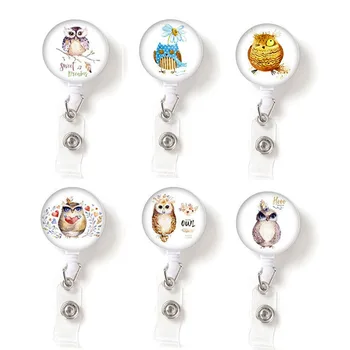 

Newest Cute Owls Nurse/Doctor/Students Badge Reel Badge Holder Clip Retractable ID Badge Holder With 360 Rotating Alligator Clip