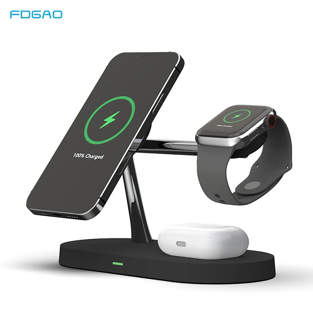 3 in 1 Magnetic Wireless Charger Stand For Magsafe iPhone 12 Pro Max Apple Watch 6 5 4 3 Airpods Pro Fast Charging Dock Station