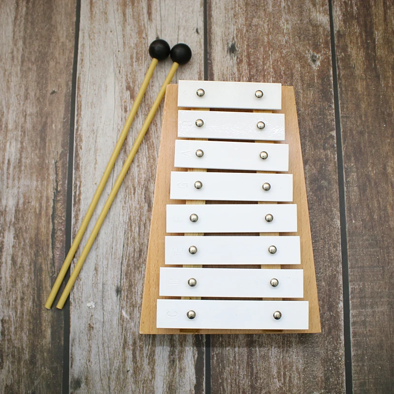  8 Notes Musical Teaching Early Childhood Aid 8 Octave Baby Hand Knock Wooden Xylophone Educational  - 4000399387492