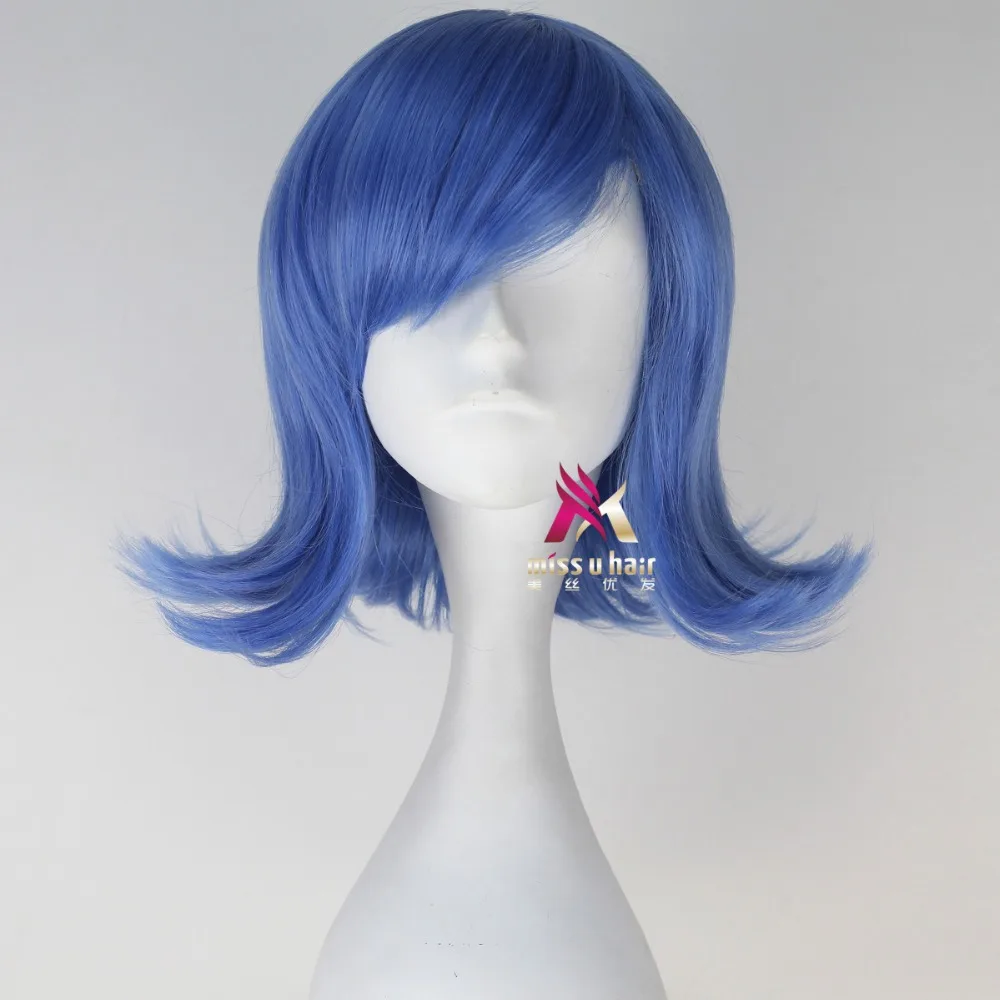 wig Hot Sale inside out Happy Cosplay Wigs Short Blue Heat Resistant Synthetic Hair Perucas Cosplay Wig +wig cap