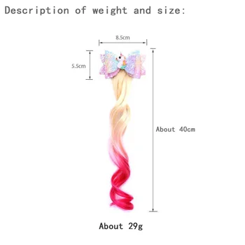 

LVHAN Europe and America Children Unicorn Fading synthetic wig Bow hairpin Baby Wings Princess Flash hair accessories