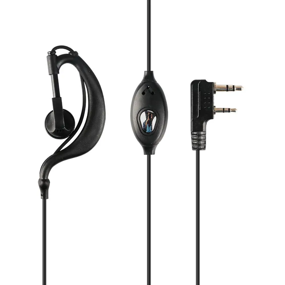 2 PIN Earpiece Headset PTT with Microphone Walkie Talkie Ear Hook Interphone Earphone for BAOFENG UV5R Plus BF-888S