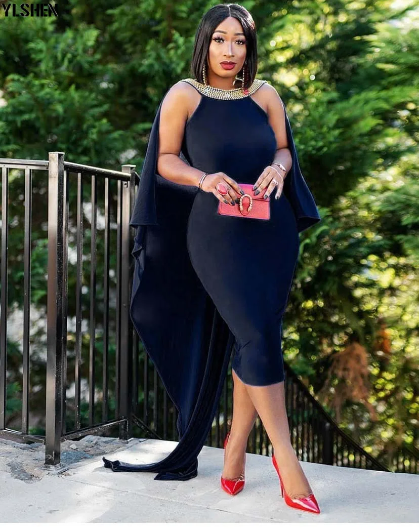 African Dresses for Women Sexy Nail Bead Backless Gown Evening Party Dress African Clothes High Quality Robe Femme Africa Dress 03