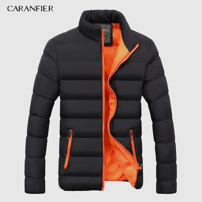 CARANFIER/зимняя мужская куртка, модная мужская парка с воротником-стойкой, мужские однотонные толстые куртки и пальто, мужские зимние парки 4XL