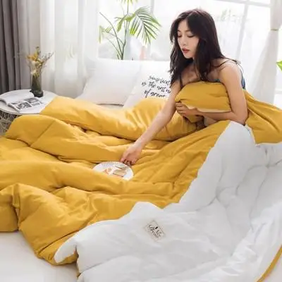 Winter Comforter 150*200cm, 180*220cm, 200*230cm Thicken Duvet Warm Home Cover Home Textile Pure Color Style CF - Цвет: Светло-зеленый