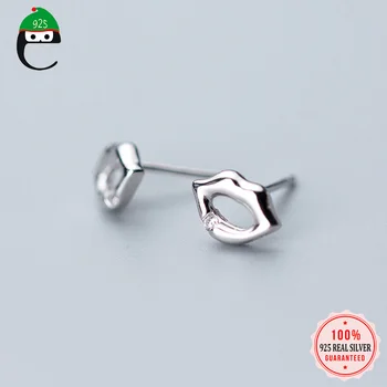

ElfoPlataSi 100% 925 Sterling Silver Jewelry Tiny 9mmX6mm Sexy Lips CZ Stud Earrings For 2018 Girls Friend Kid Lady Gift XY766