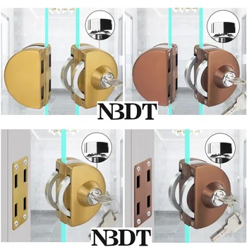 

Stainless Steel Half Round Entrance Frameless Glass Door Lock W Keys Single Double Sides Thumbturn Rose Gold Titanium Black