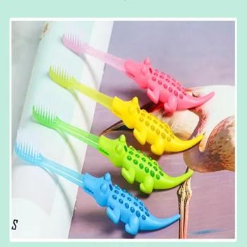 

4 Pcs/Set Kids Cartoon Crocodile Toothbrush Children Soft Bristle Tooth Mouth Clean Oral Care Baby Care Dental Care Toothbrush