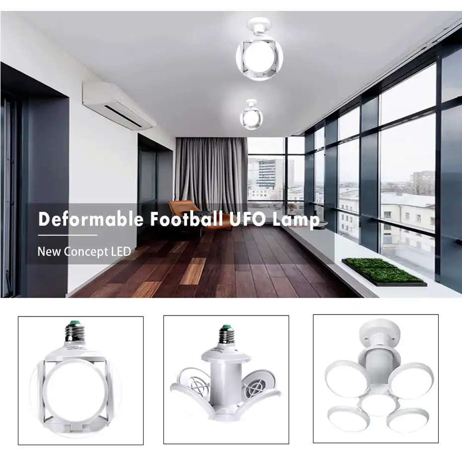 40w tidak ada flicker sepak bola ufo lampu e27 lampara ac 85v 265v foldable led ganti 360w lampu halogen