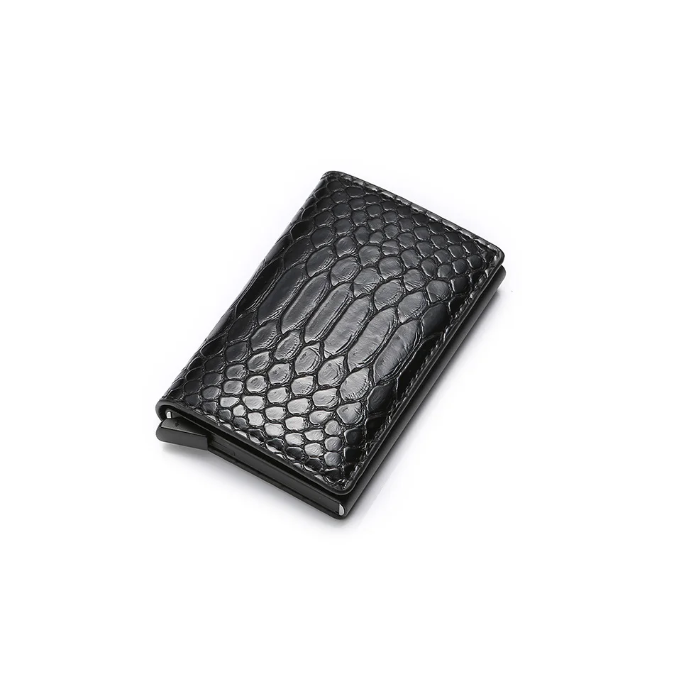 black Rfid держатель для карт, женские и мужские кошельки, сумка для денег, Мужской винтажный Красный кошелек, маленький кожаный тонкий кошелек, тонкий мини кошелек - Цвет: black