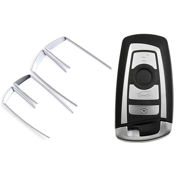 

1pcs Car Smart Remote Key Fob Case Blade 4Button & 4pcs Dashboard Console Cover Trim Fit for Bmw 3 4 Series