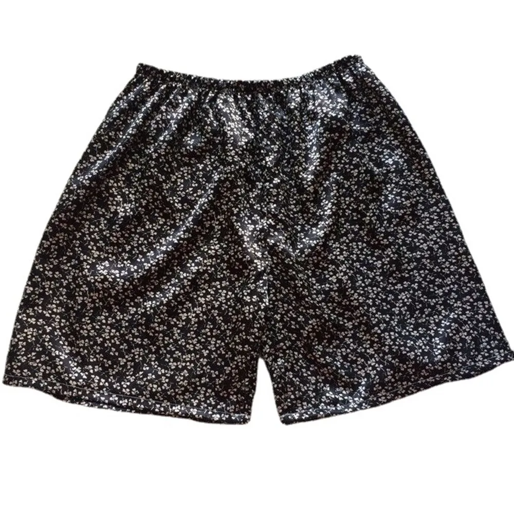 Men Silk Pajama Shorts Loose Boxers Sleepwear For Male Breathable Homewear Robes Shorts Man Nightwear Print Satin Sleep Bottoms pajama pants men's