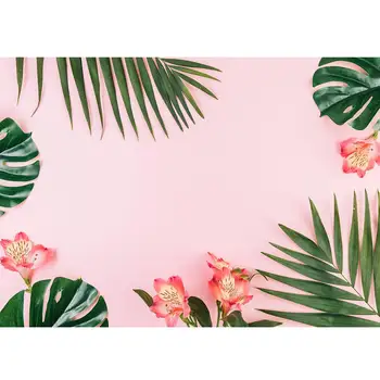 

Pink Flowers Green Leaves Photography Backdrop Vinyl Background Studio for Children Baby Lovers Wedding Photoshoot Fond Photo