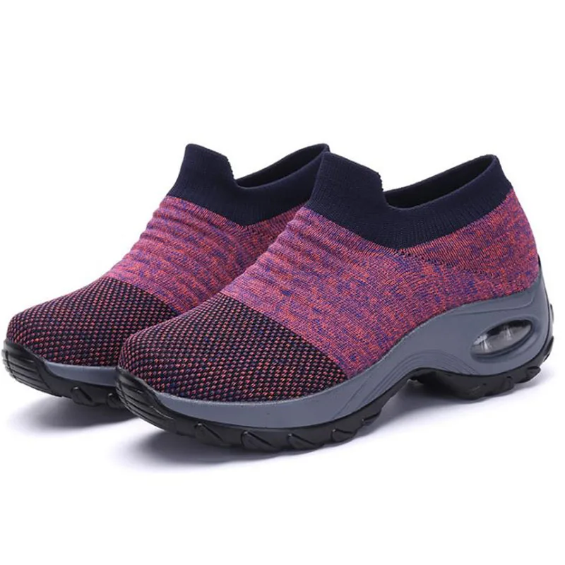 

2020 New Large Women's Shoes Air Cushion Fly Woven Sneakers Set Foot Shoes Fashion Rocking Shoes Casual Shoes Socks Shoes Women