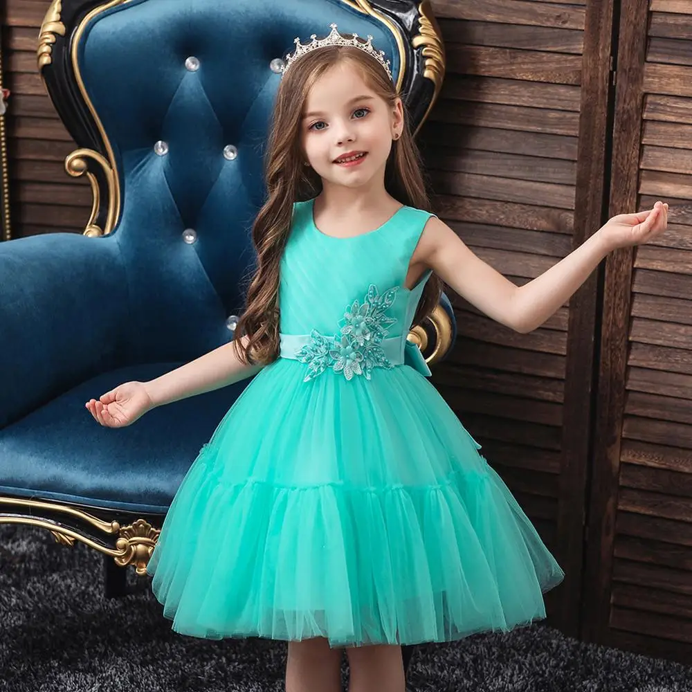 Новинка года; летнее платье принцессы для маленьких детей платье с цветочным узором для девочек на свадьбу и день рождения элегантное детское платье с вышивкой для детей 2, 7, 10 лет