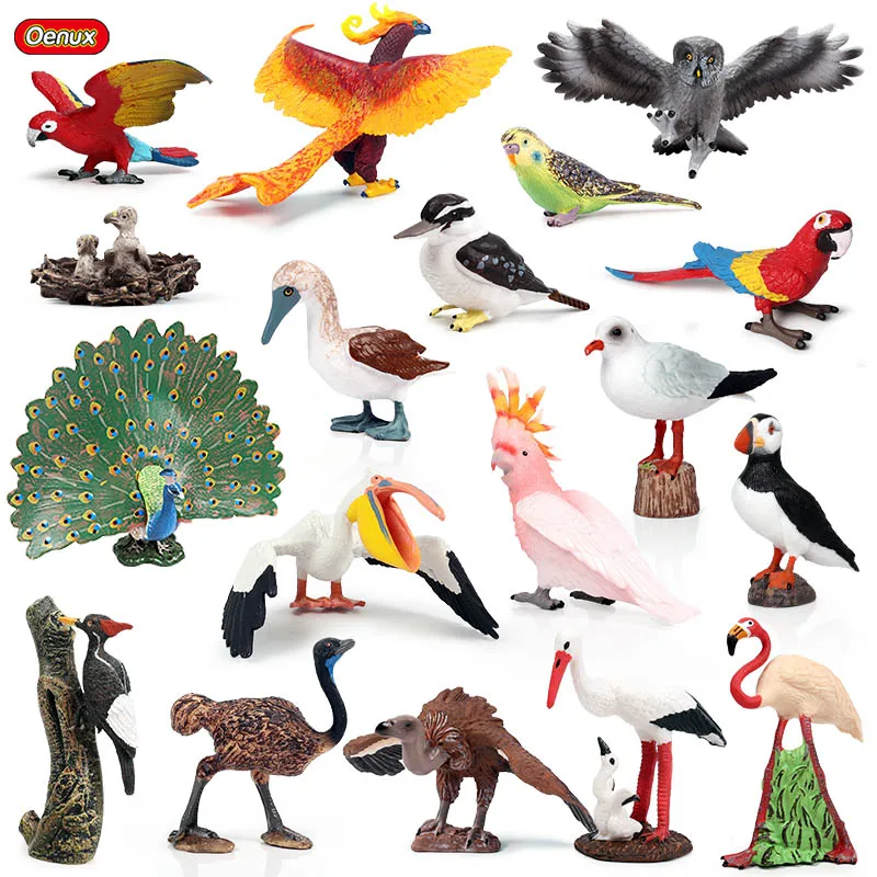 FLORMOON Figuras de Aves 12 Piezas Set de Juguetes de Animales de Aspecto Realista Modelos de Animales de plástico Juguetes Aves Artificiales Figuras Niños Juguetes educativos para niños Niñas Niños 