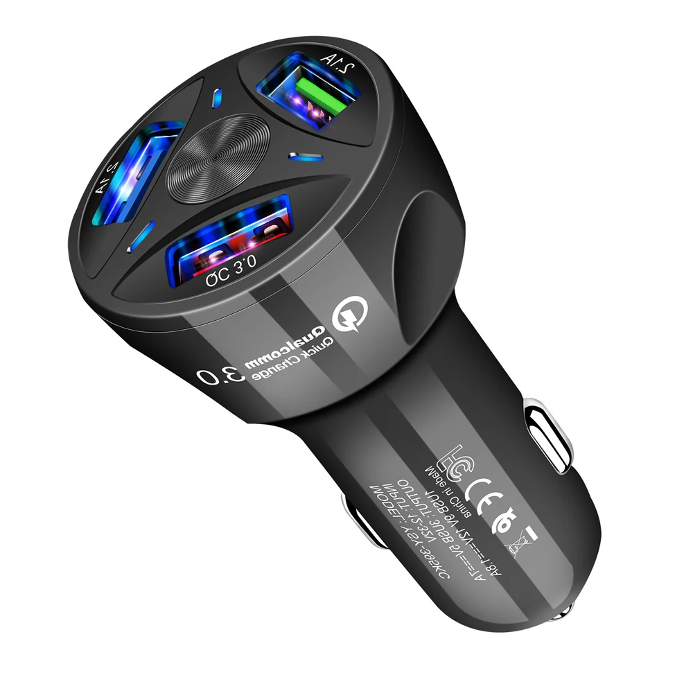 Быстрое Автомобильное зарядное устройство QC 3 0 порта USB Qick зарядка для автомобиля