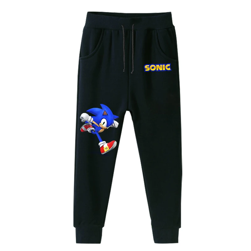 Sonic серые эластичные детские спортивные штаны зимние толстые длинные из хлопка
