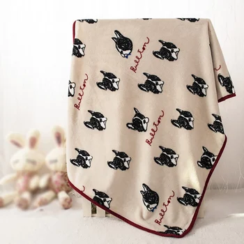 

Cartoon Flannel Blanket Multifunctional Necessary Nap Blanket Quilt Pet Cats Dog Pug Head Throw Blanket