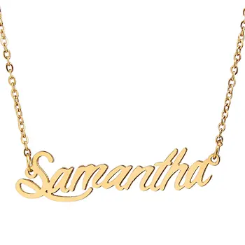 

Gold Color Name Custom Necklace Collares Hombre Stainless Steel Name Necklace Personalise Gold Chains Collar Mujer
