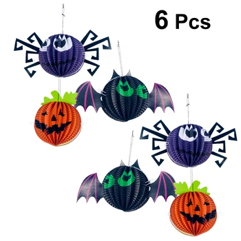 

6pcs Halloween Spider Pumpkin Hanging Ornaments Pendant Spooky Decor Bat Halloween Decoration Party Supplies Paper Prank Prop