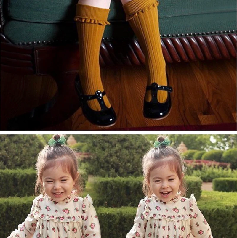 Гольфы для малышей Детские хлопковые кружевные носки для девочек и мальчиков однотонные модные детские носки