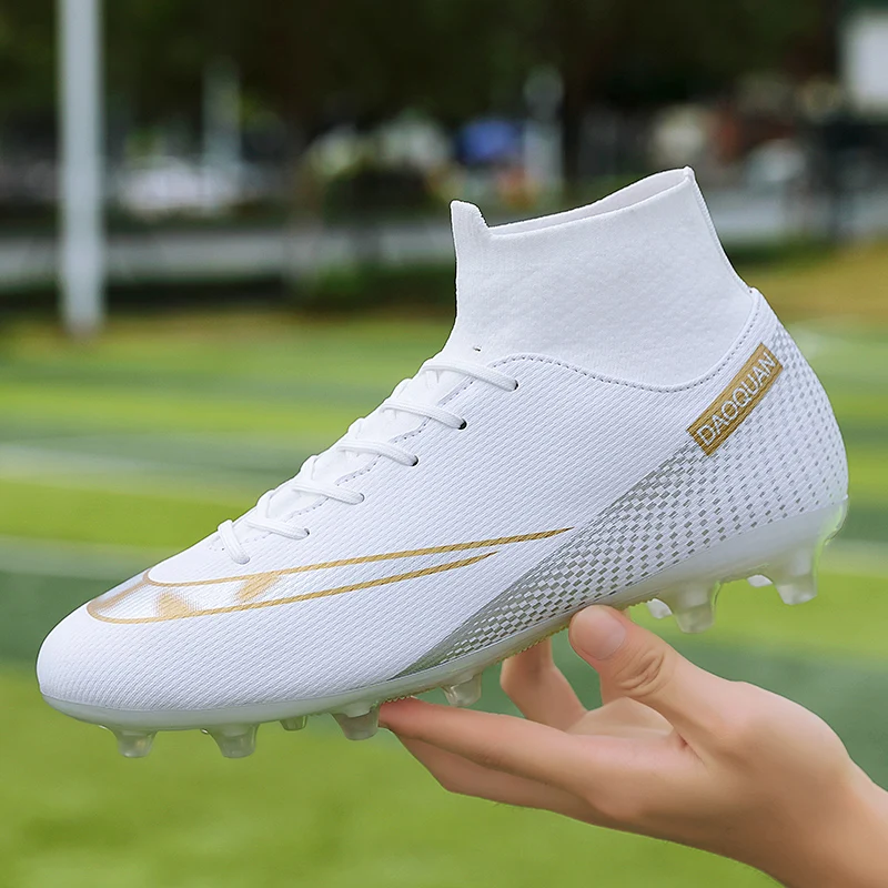 Men Soccer Shoes AG/TF High Ankle Football Boots Non-Slip Ultralight Kids Cleats Couple Plus Size32-47